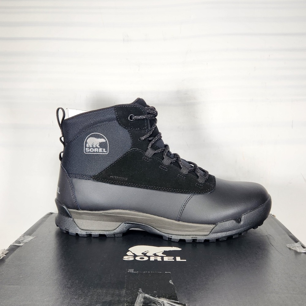 Sorel Buxton Lite Lace Plus WP Boots Men Size 12 Black Waterproof Insulated